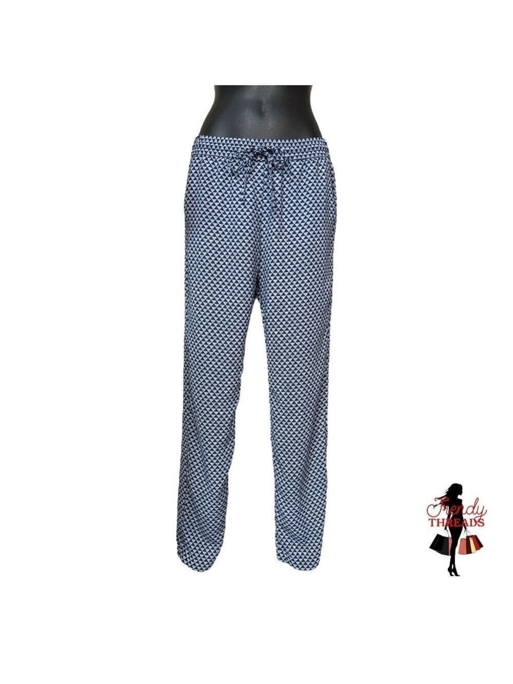 GAP NEW Summer Jogger XS Navy Blue White Print Pockets Elastic Waist Geometric